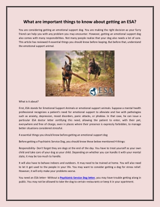 What are important things to know about getting an ESA