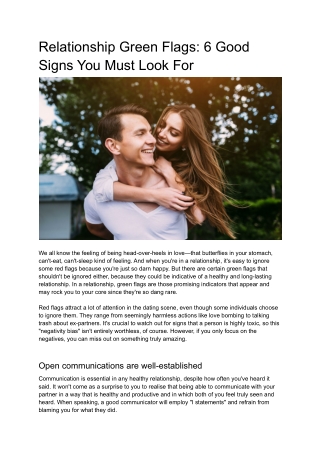 Relationship Green Flags: 6 Good Signs You Must Look For