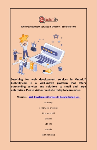 Web Development Services In Ontario | Esolutify.com