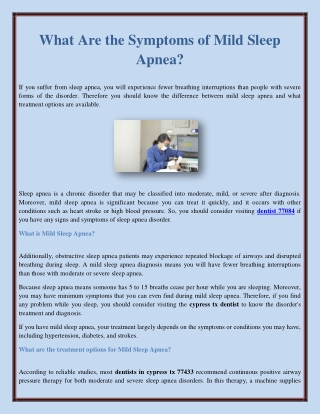 What Are the Symptoms of Mild Sleep Apnea?