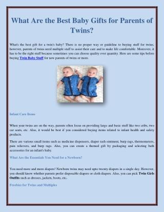 What Are the Best Baby Gifts for Parents of Twins?