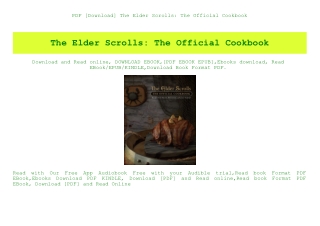 PDF [Download] The Elder Scrolls The Official Cookbook (DOWNLOAD E.B.O.O.K.^)