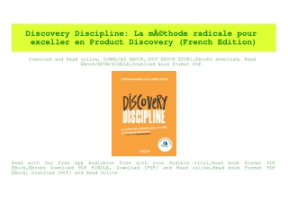 (READ-PDF!) Discovery Discipline La mÃƒÂ©thode radicale pour exceller en Product Discovery (French Edition) eBook PDF