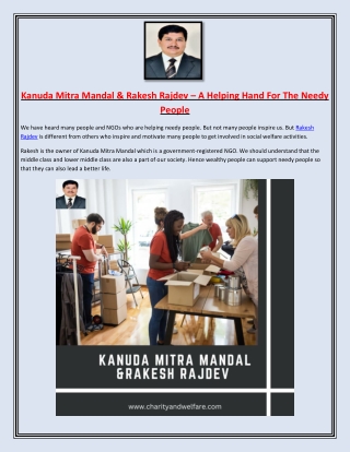 Kanuda Mitra Mandal & Rakesh Rajdev  A Helping Hand For The Needy People