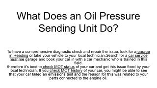 What Does an Oil Pressure Sending Unit Do_