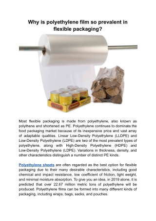 Why polyethylene film used extensively in flexible packaging