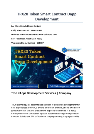 TRX20 Token Smart Contract Dapp Development