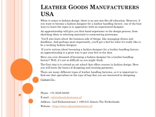 Leather Goods Manufacturers USA