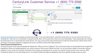 CenturyLink Customer Support  1(800) 775 5582