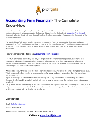 Profitjets Accounting Firm Financial