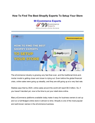 How To Find The Best Shopify Experts To Setup Your Store