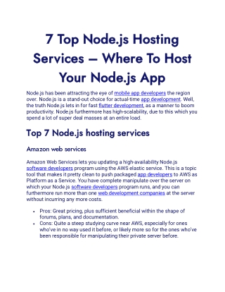 7 Top Node.js Hosting Services – Where To Host Your Node.js App Node.js
