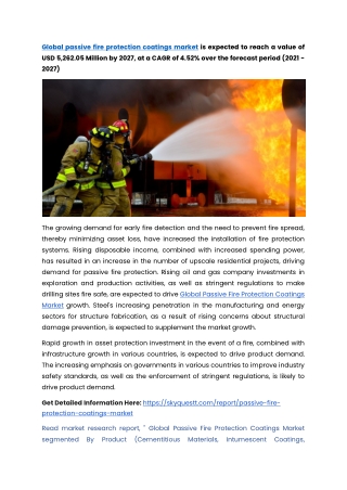 Global Passive Fire Protection Coatings Market By End-use Industry & By Product
