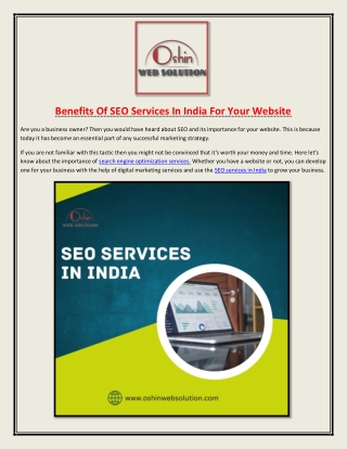 Benefits Of SEO Services In India For Your Website
