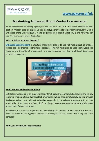 Maximising Enhanced Brand Content on Amazon