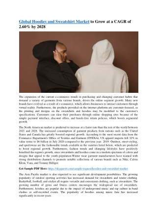 Global Hoodies & Sweatshirt Market Segmented By  Region—Forecast and Analysis 20