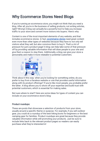 Why Ecommerce Stores Need Blogs