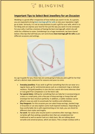 Important Tips to Select Best Jewellery for an Occasion