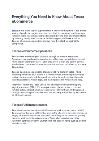 Everything You Need to Know About Tesco eCommerce