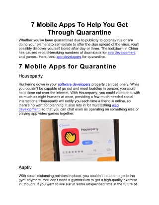 7 Mobile Apps To Help You Get Through Quarantine