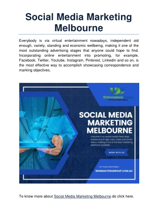 Social Media Marketing Melbourne