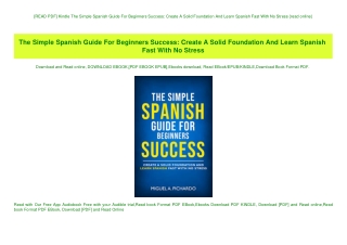 [READ PDF] Kindle The Simple Spanish Guide For Beginners Success Create A Solid Foundation And Learn
