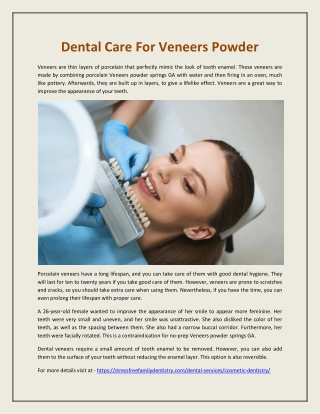 Dental Care For Veneers Powder