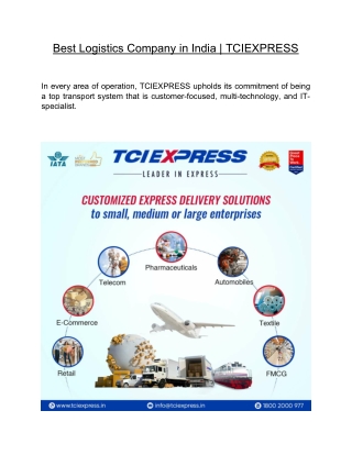Best Logistics Company in India  | TCIEXPRESS