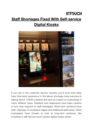 Staff Shortages Fixed with Self-Service Digital Kiosks