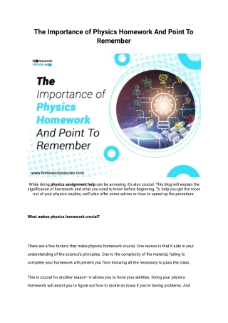 The Importance of Physics Homework And Point To Remember