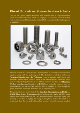 Rise of Nut-bolt and fastener business in India