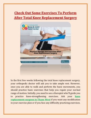 Check Out Some Exercises To Perform After Total Knee Replacement Surgery