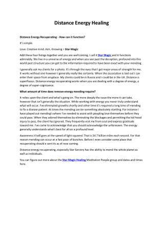 Distance Energy Healing