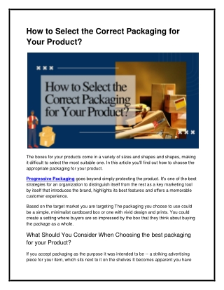 How to Select the Correct Packaging for Your Product?