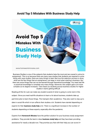 Avoid Top 5 Mistakes With Business Study Help
