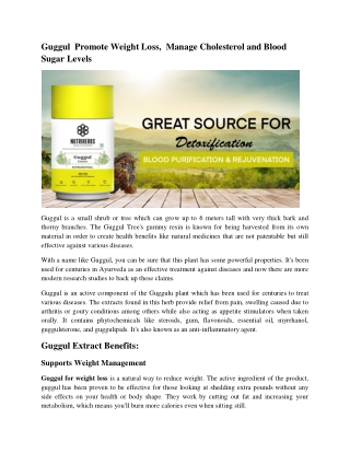 Guggul  Promote Weight Loss,  Manage Cholesterol and Blood Sugar Levels