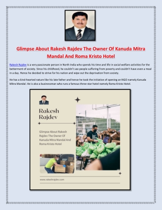 Glimpse About Rakesh Rajdev The Owner Of Kanuda Mitra Mandal And Roma Kristo Hotel