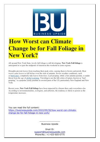 How Worst can Climate Change be for Fall Foliage in New York