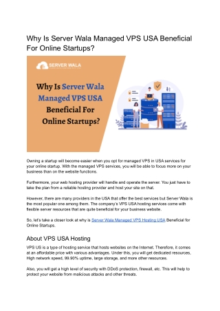 Why is Serverwala Managed VPS USA beneficial for startups?