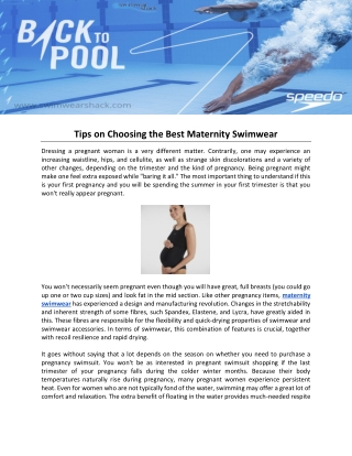 Tips on Choosing the Best Maternity Swimwear