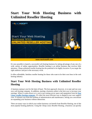 Start Your Web Hosting Business with Unlimited Reseller Hosting