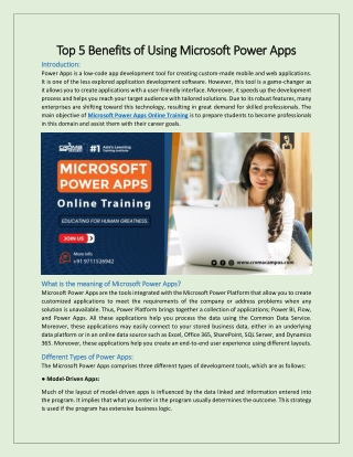 Top 5 Benefits of Using Microsoft Power Apps