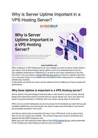 Why is Server Uptime Important in a VPS Hosting Server?