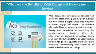What are the Benefits of Web Design and Development Services