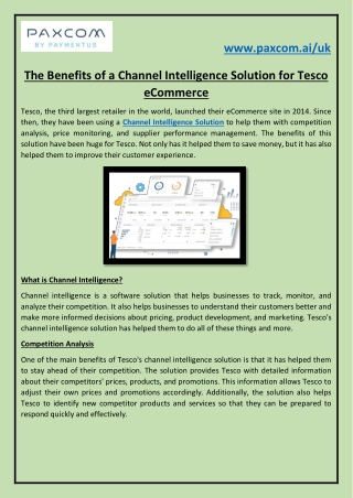 The Benefits of a Channel Intelligence Solution for Tesco eCommerce