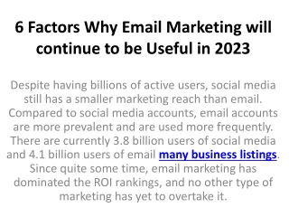 6 Factors Why Email Marketing will continue to be Useful in 2023