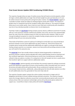 Free Cccam Servers Update 2022 Cardsharing CCCAM-OScam