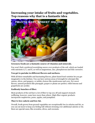 PPT - Increasing your intake of fruits and vegetables. Top reasons why ...