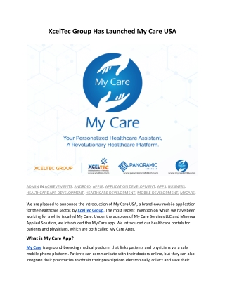 XcelTec Group Has Launched My Care USA