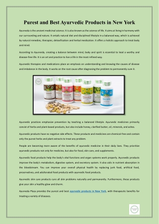 Purest and Best Ayurvedic Products in New York